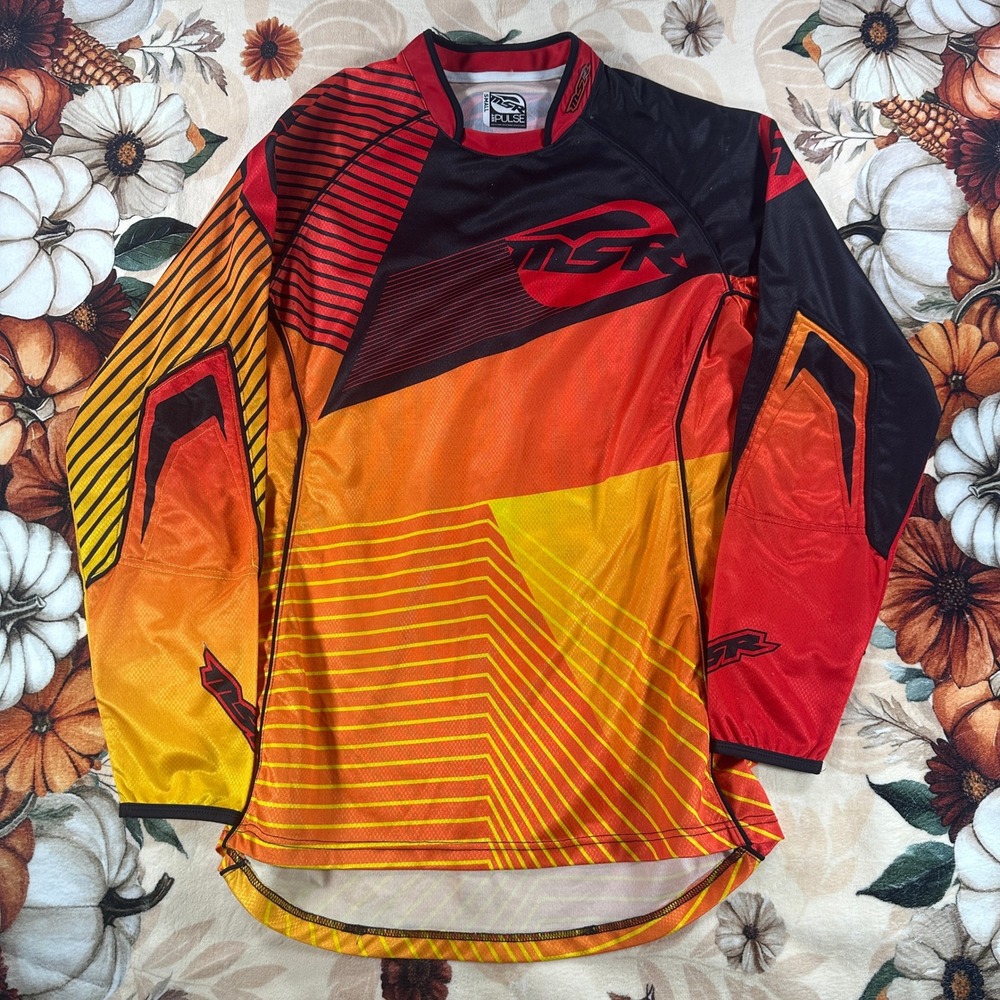 MSR NXT Pulse Mens Motocross Jersey MX Dirt Bike Red Orange Yellow Size Small